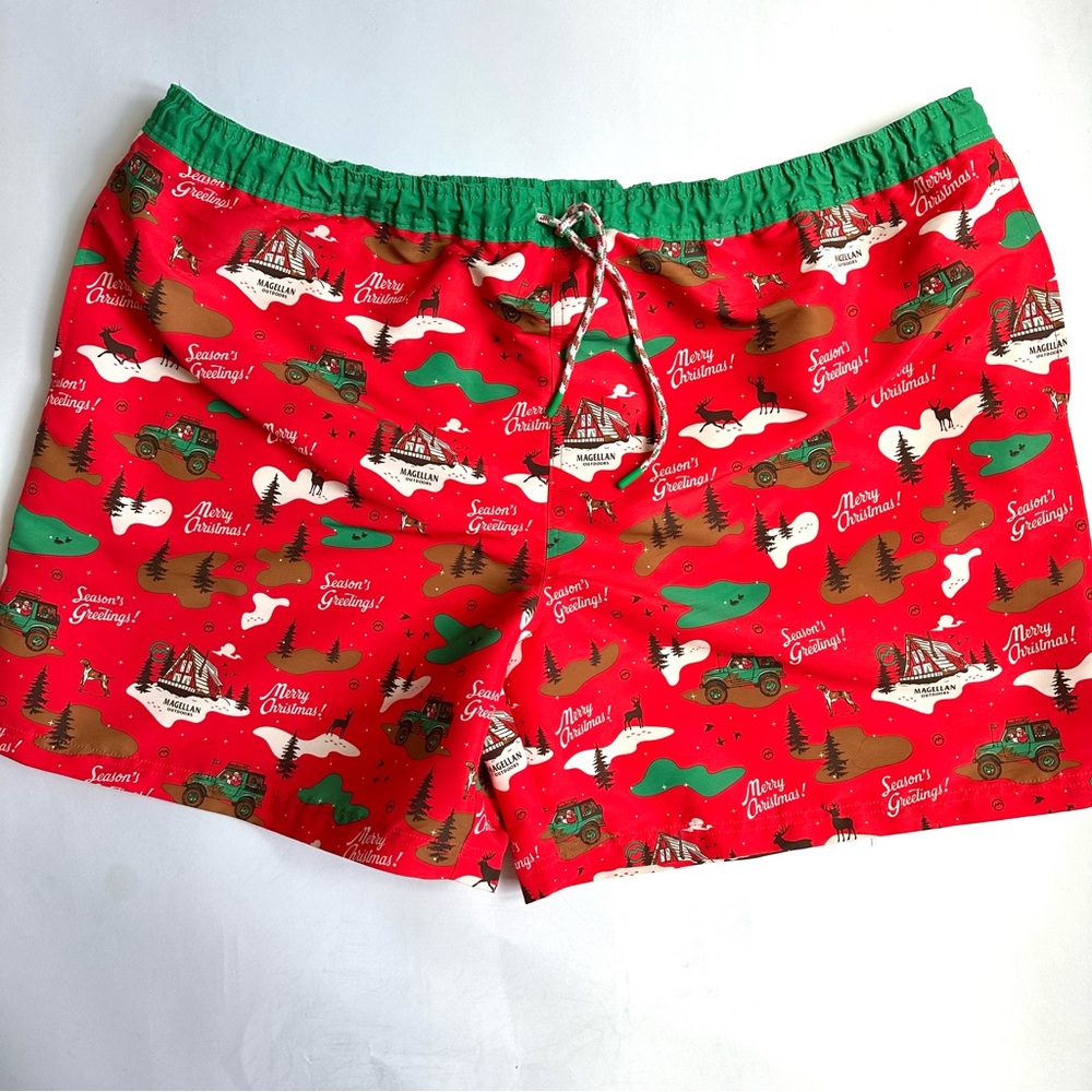 Magellan Outdoors Men’s FishGear Fishing Shorts Christmas Holiday Pattern 3XL